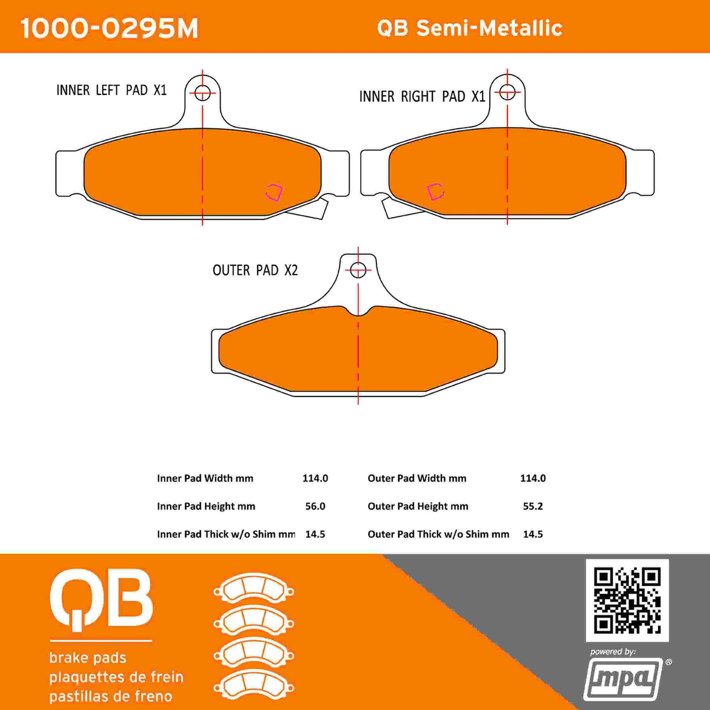 Quality-Built QB Semi-Metallic Brake Pads 1000-0295M