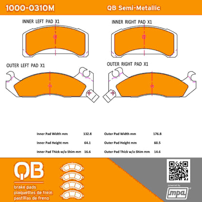 Quality-Built QB Semi-Metallic Brake Pads 1000-0310M