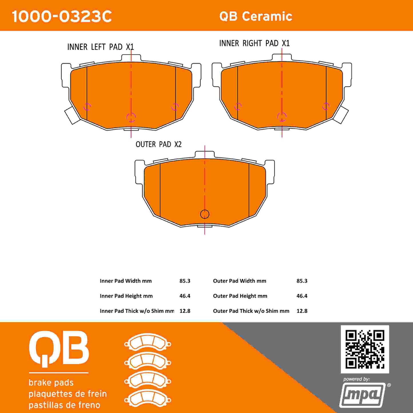 Quality-Built QB Ceramic Brake Pads 1000-0323C