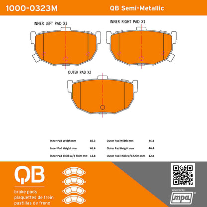 Quality-Built QB Semi-Metallic Brake Pads 1000-0323M