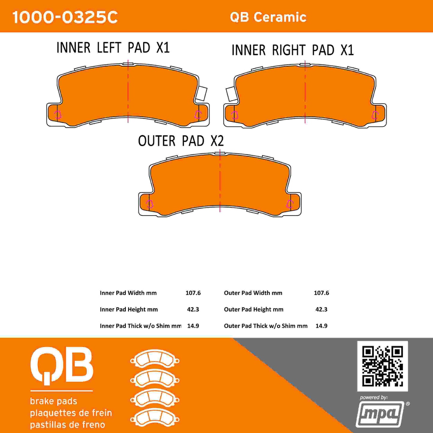 Quality-Built QB Ceramic Brake Pads 1000-0325C