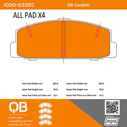 Quality-Built QB Ceramic Brake Pads 1000-0332C