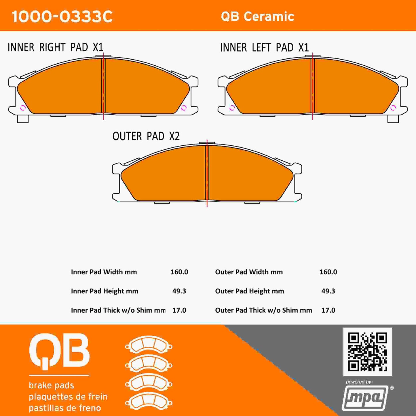 Quality-Built QB Ceramic Brake Pads 1000-0333C
