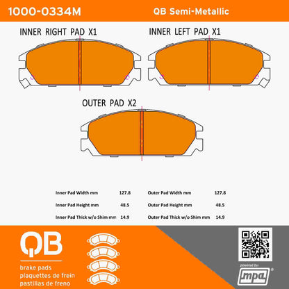 Quality-Built QB Semi-Metallic Brake Pads 1000-0334M