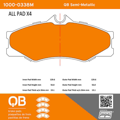 Quality-Built QB Semi-Metallic Brake Pads 1000-0338M
