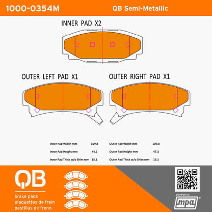 Quality-Built QB Semi-Metallic Brake Pads 1000-0354M