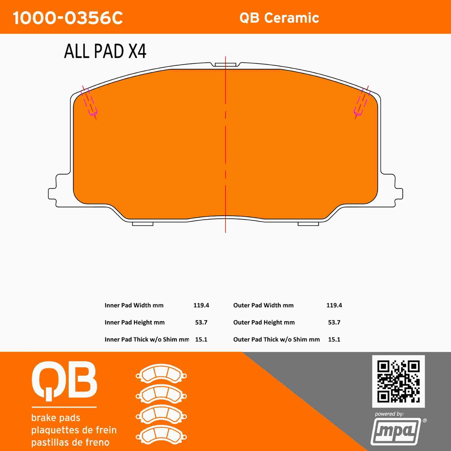 Quality-Built QB Ceramic Brake Pads 1000-0356C