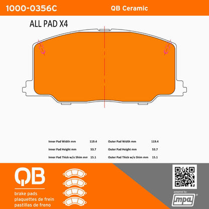 Quality-Built QB Ceramic Brake Pads 1000-0356C