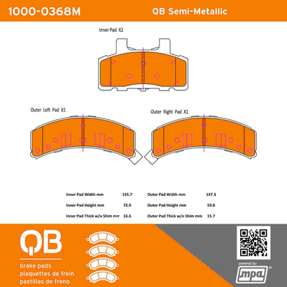 Quality-Built QB Semi-Metallic Brake Pads 1000-0368M