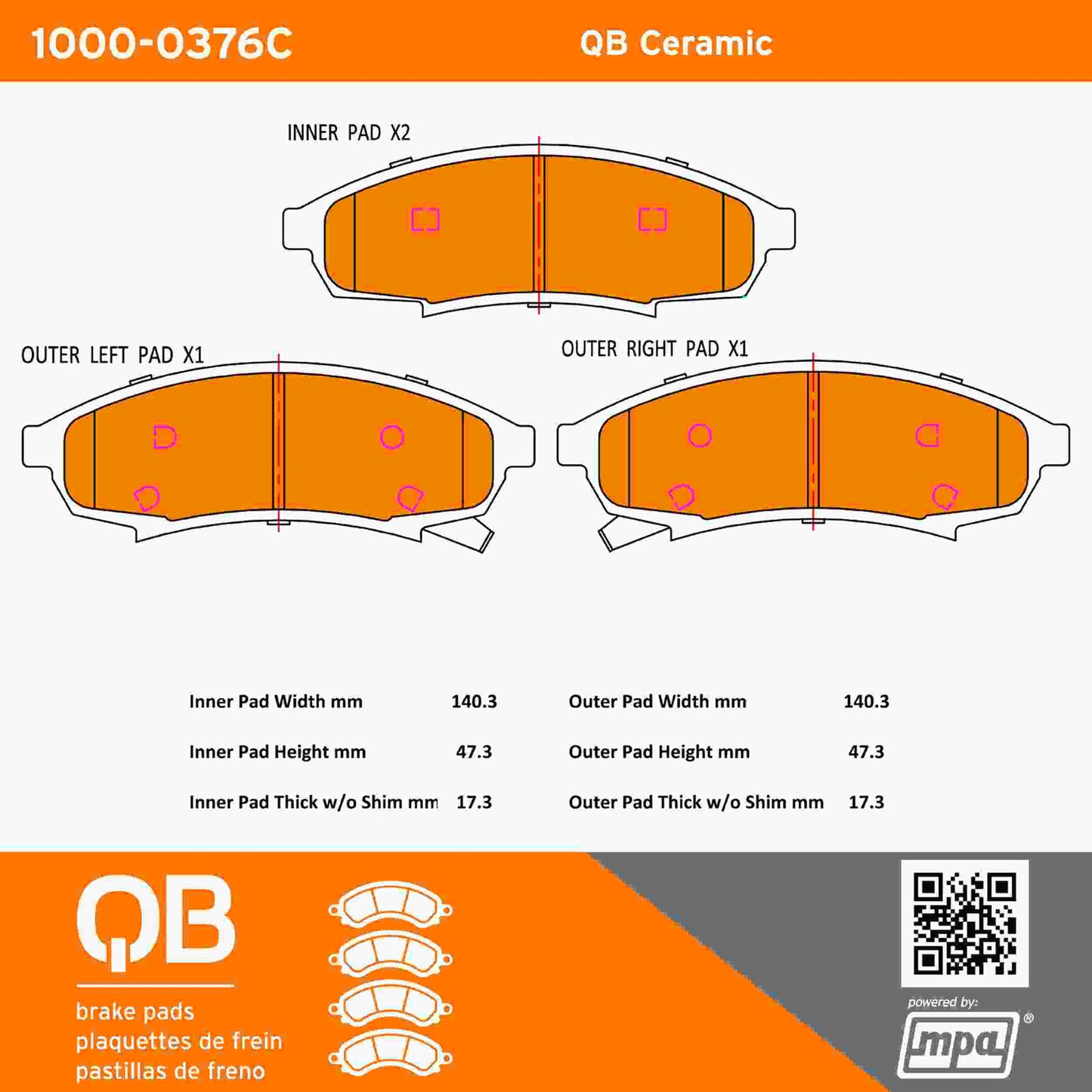 Quality-Built QB Ceramic Brake Pads 1000-0376C