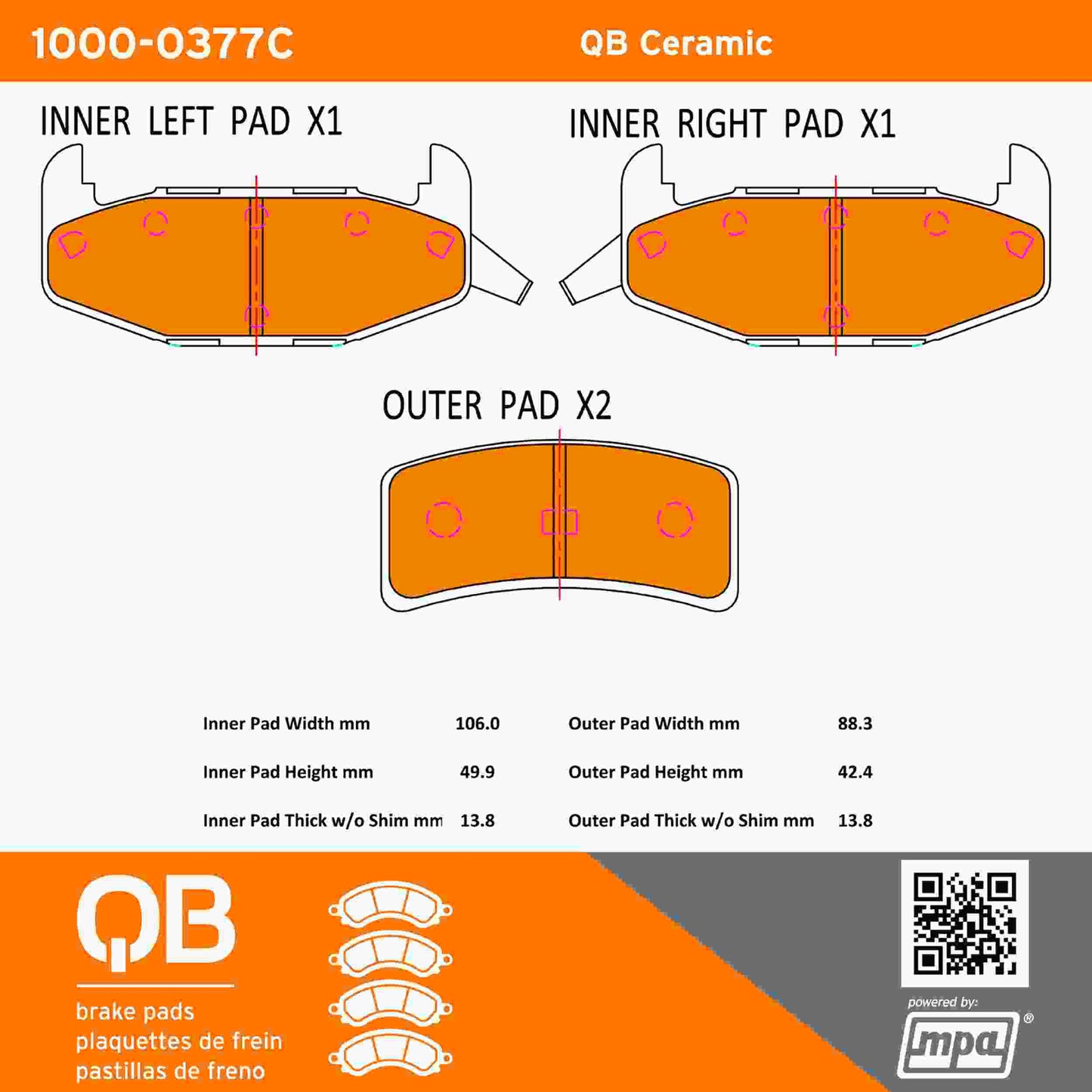 Quality-Built QB Ceramic Brake Pads 1000-0377C