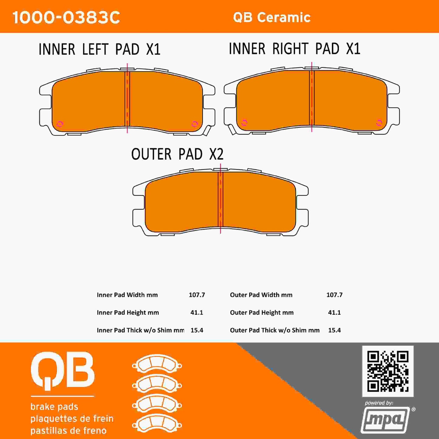 Quality-Built QB Ceramic Brake Pads 1000-0383C