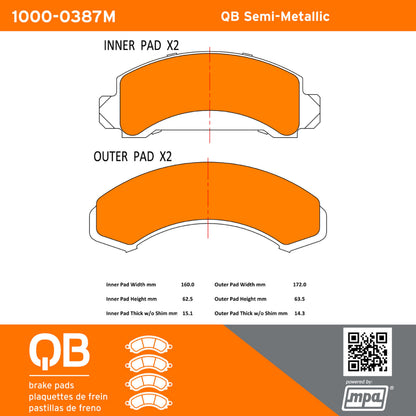 Quality-Built QB Semi-Metallic Brake Pads 1000-0387M