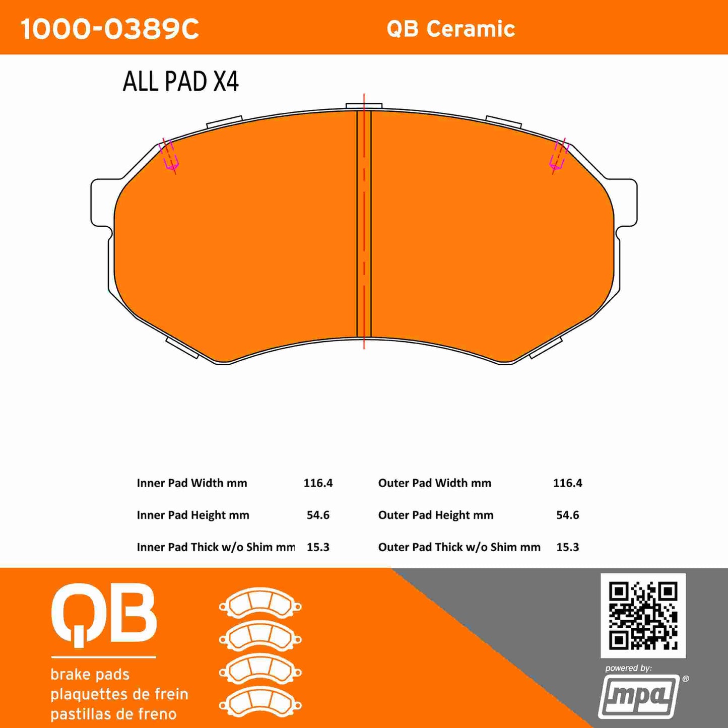 Quality-Built QB Ceramic Brake Pads 1000-0389C