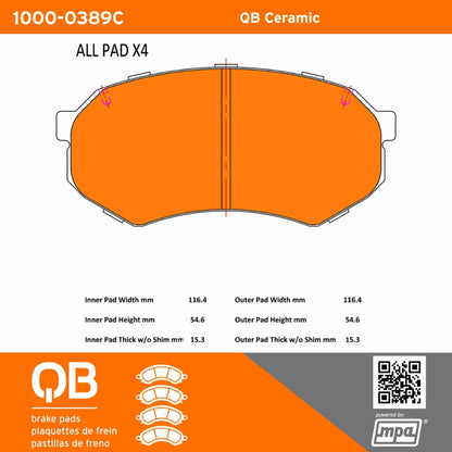 Quality-Built QB Ceramic Brake Pads 1000-0389C