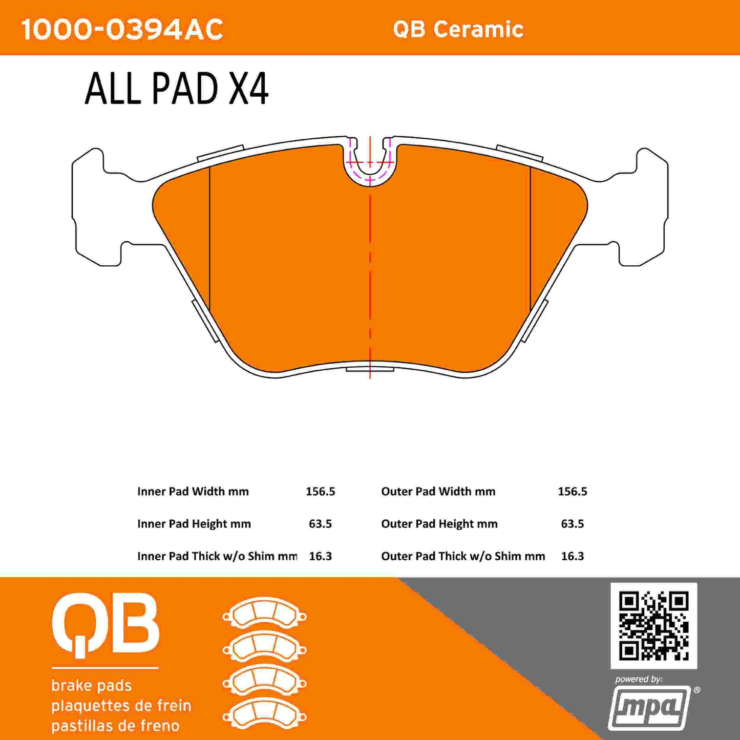 Quality-Built QB Ceramic Brake Pads 1000-0394AC