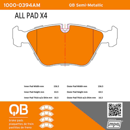 Quality-Built QB Semi-Metallic Brake Pads 1000-0394AM