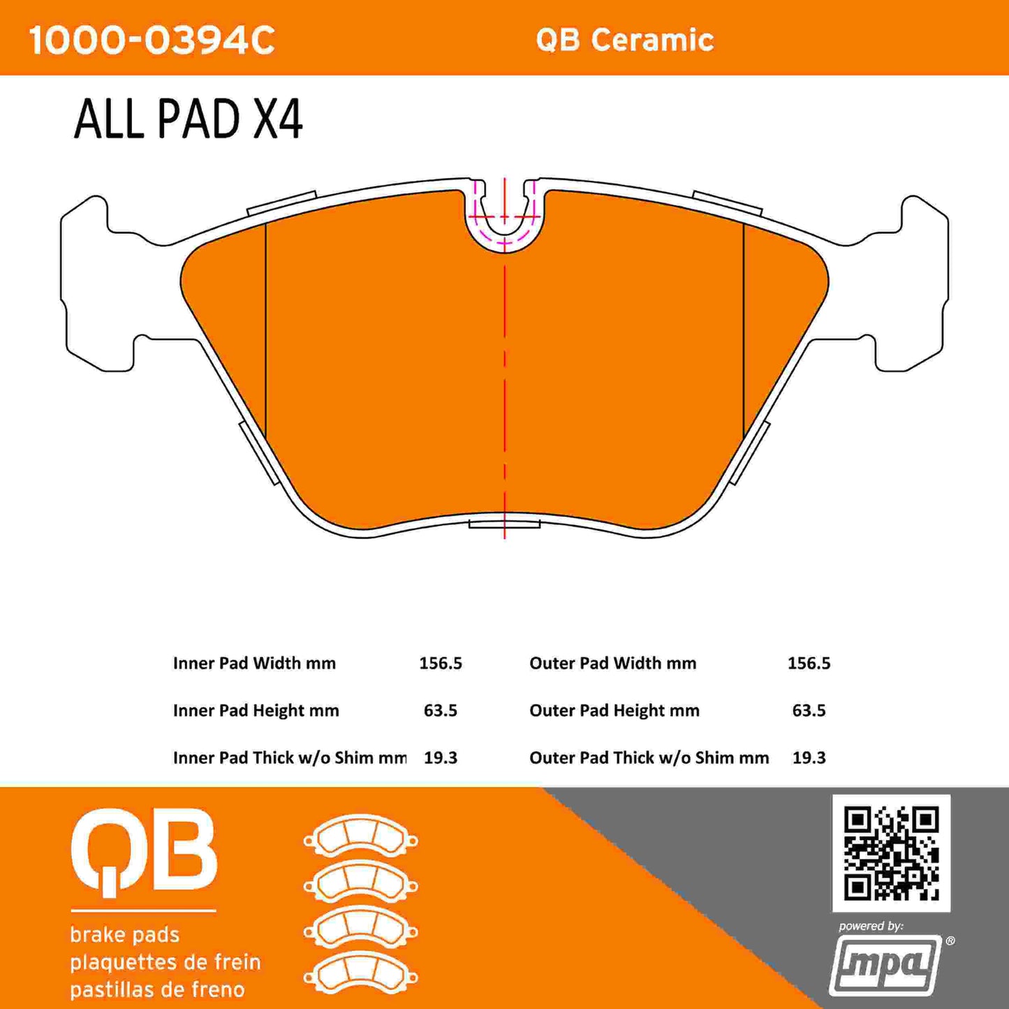 Quality-Built QB Ceramic Brake Pads 1000-0394C