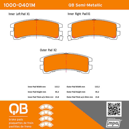 Quality-Built QB Semi-Metallic Brake Pads 1000-0401M