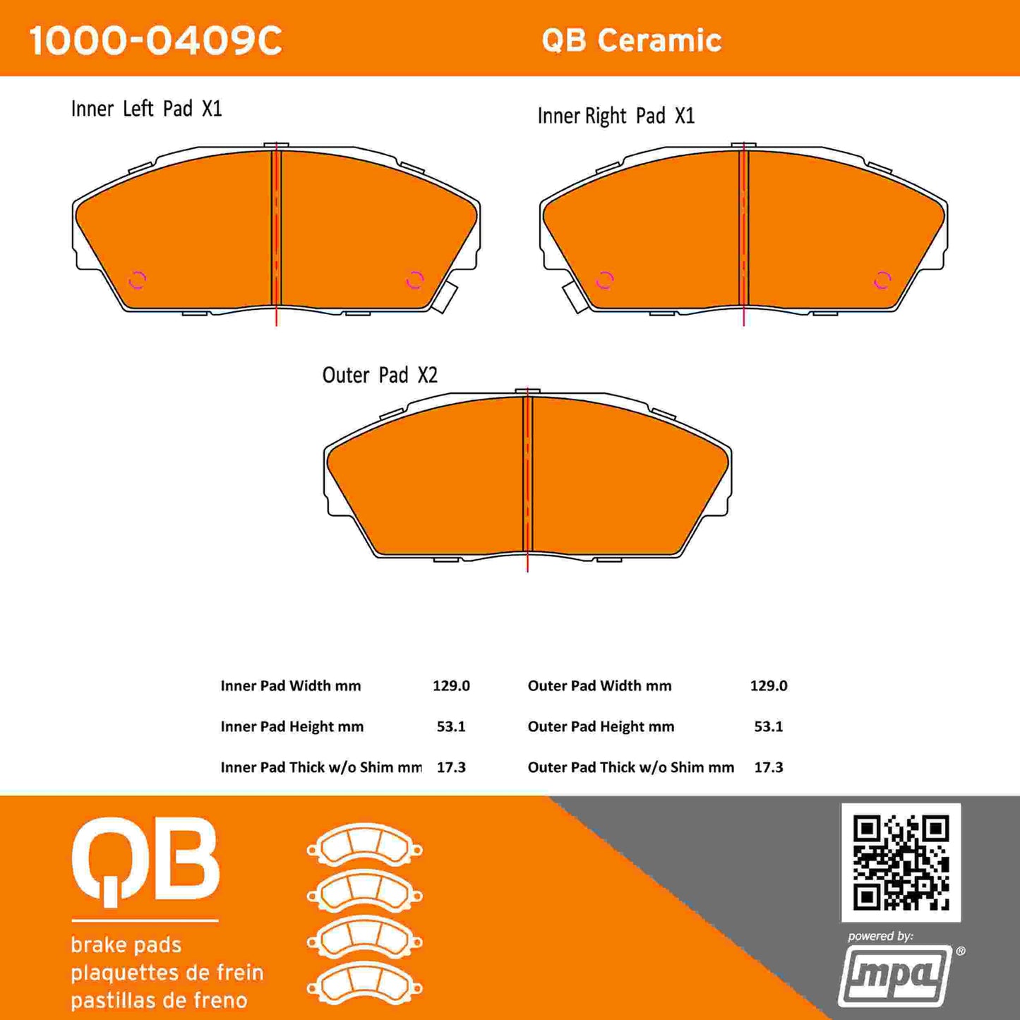 Quality-Built QB Ceramic Brake Pads 1000-0409C