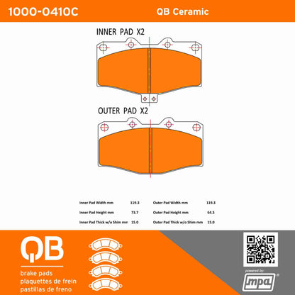 Quality-Built QB Ceramic Brake Pads 1000-0410C