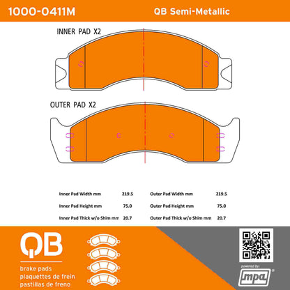 Quality-Built QB Semi-Metallic Brake Pads 1000-0411M