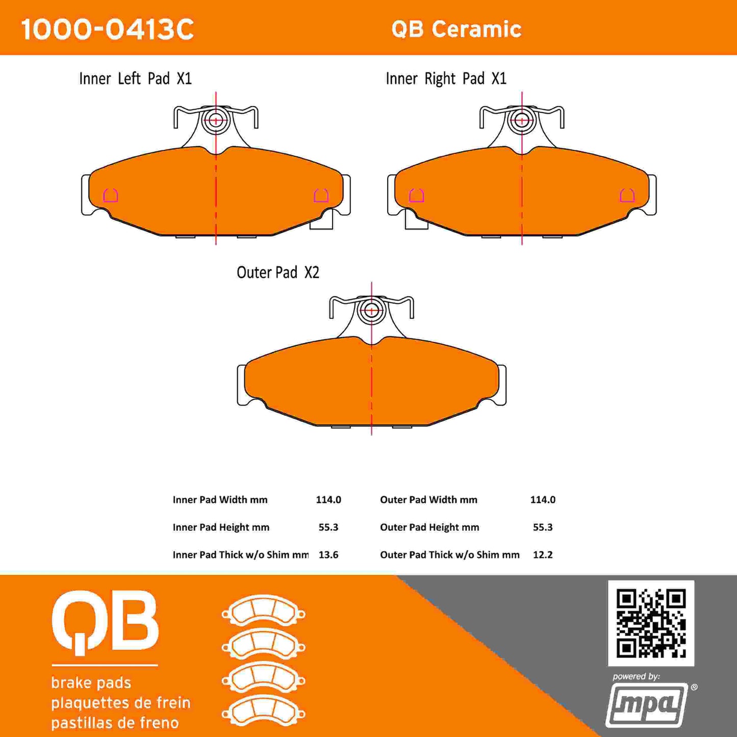 Quality-Built QB Ceramic Brake Pads 1000-0413C