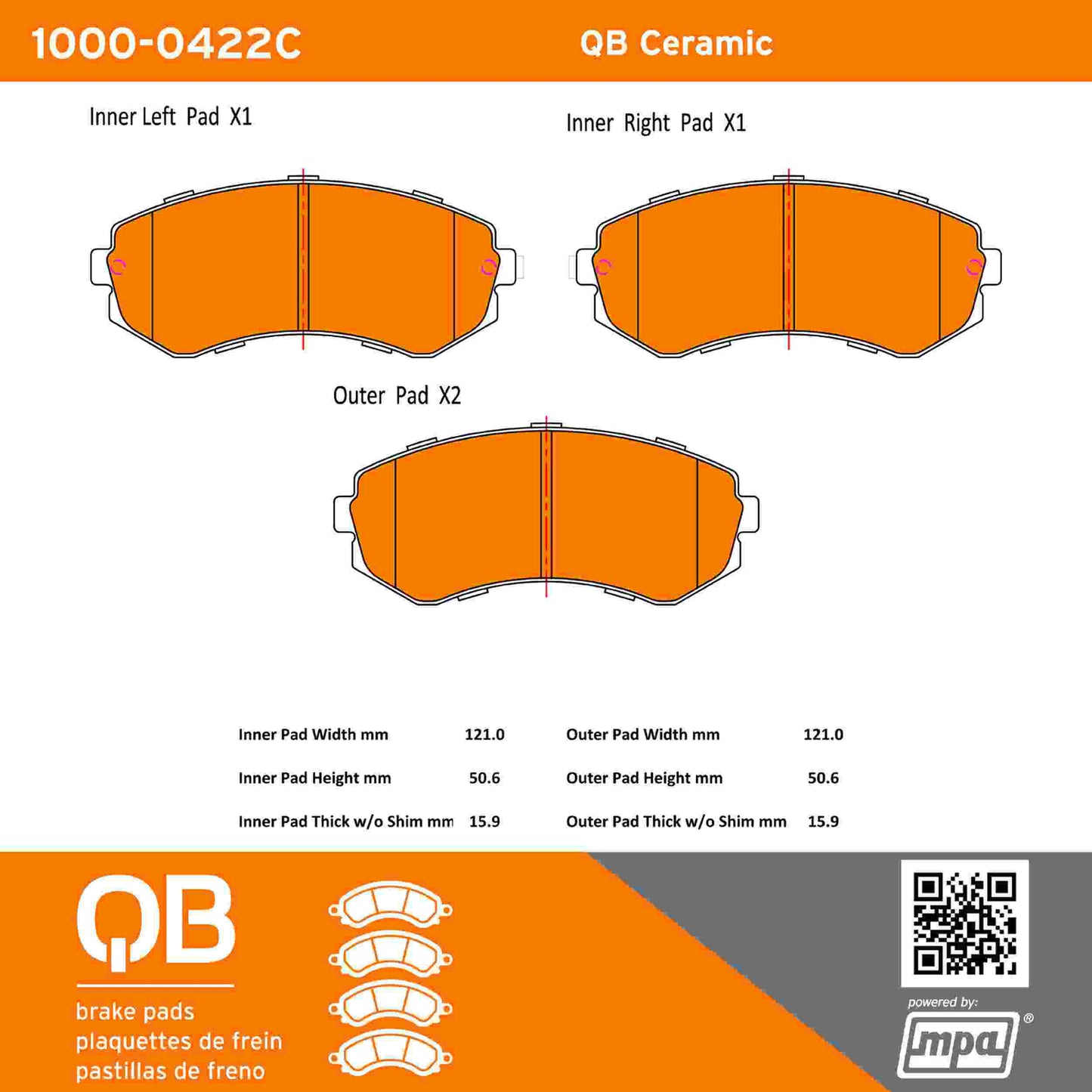 Quality-Built QB Ceramic Brake Pads 1000-0422C