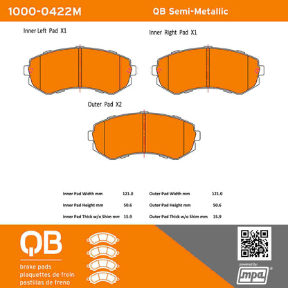 Quality-Built QB Semi-Metallic Brake Pads 1000-0422M
