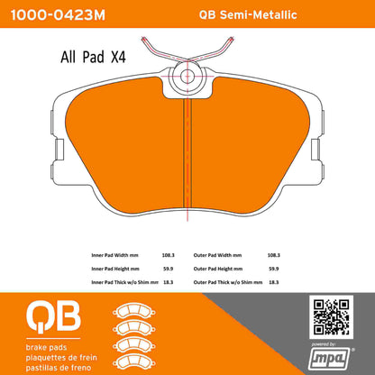 Quality-Built QB Semi-Metallic Brake Pads 1000-0423M