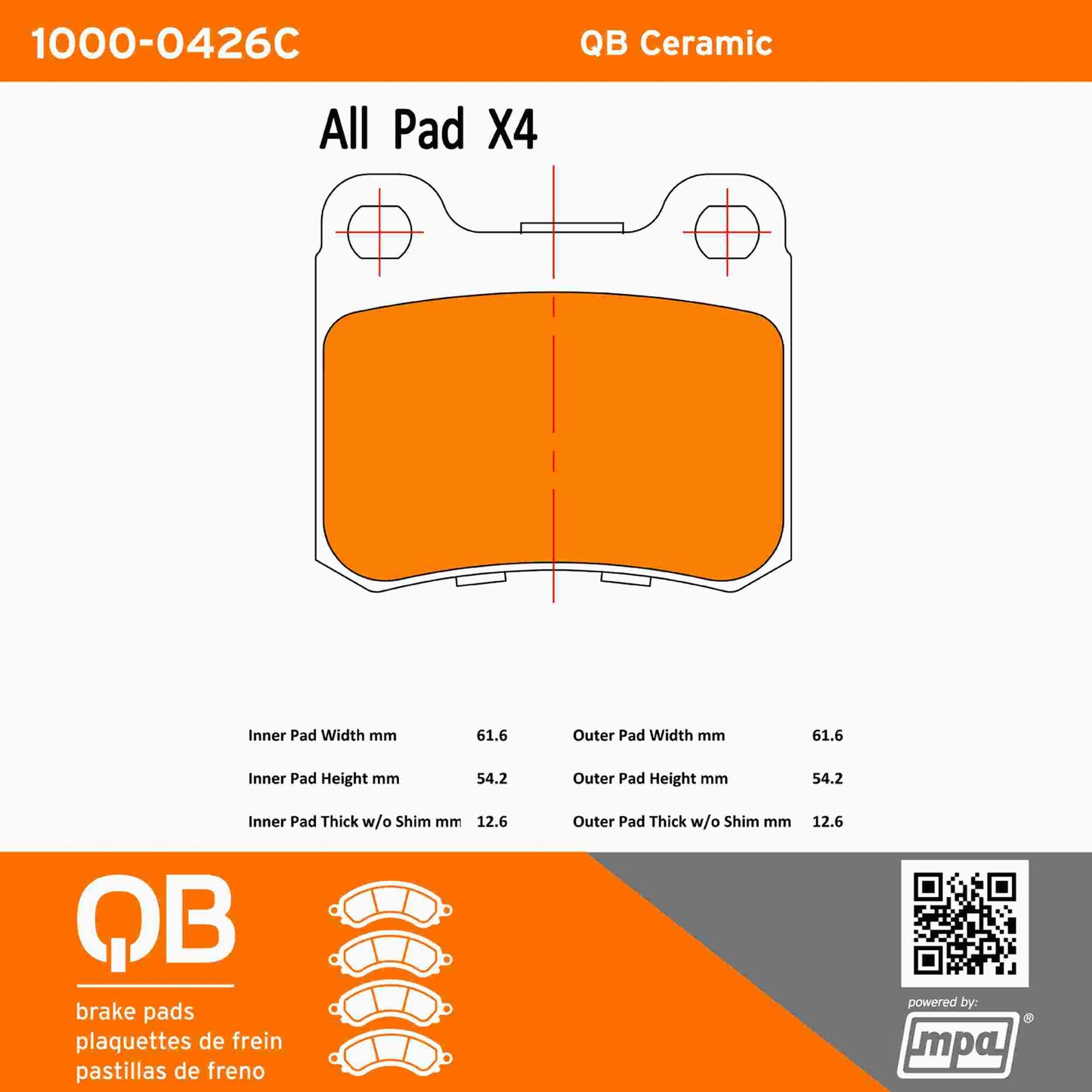 Quality-Built QB Ceramic Brake Pads 1000-0426C