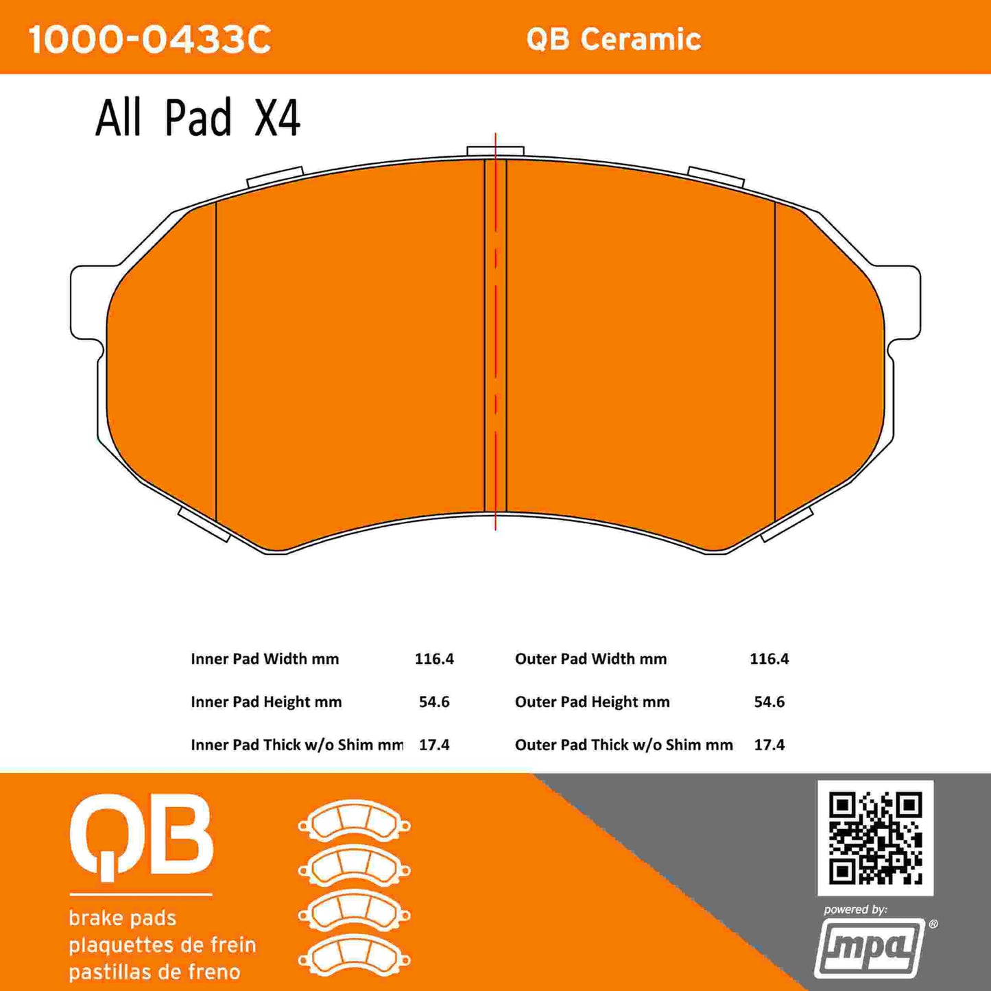 Quality-Built QB Ceramic Brake Pads 1000-0433C