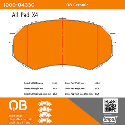 Quality-Built QB Ceramic Brake Pads 1000-0433C