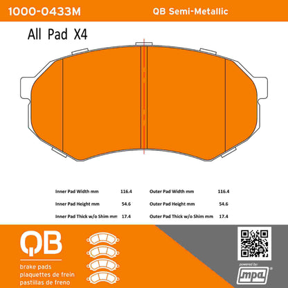 Quality-Built QB Semi-Metallic Brake Pads 1000-0433M