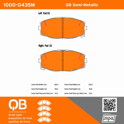 Quality-Built QB Semi-Metallic Brake Pads 1000-0435M