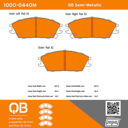 Quality-Built QB Semi-Metallic Brake Pads 1000-0440M