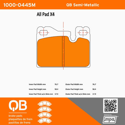 Quality-Built QB Semi-Metallic Brake Pads 1000-0445M