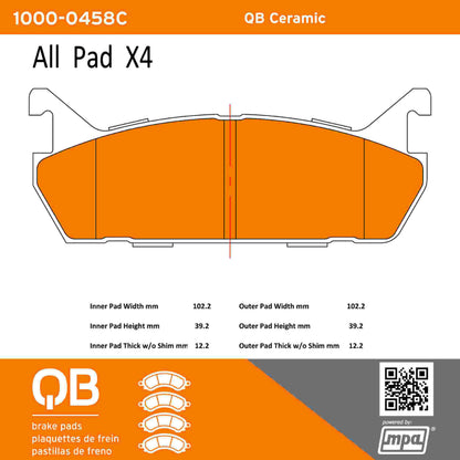 Quality-Built QB Ceramic Brake Pads 1000-0458C