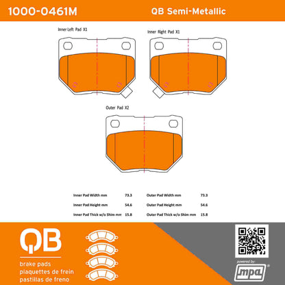 Quality-Built QB Semi-Metallic Brake Pads 1000-0461M