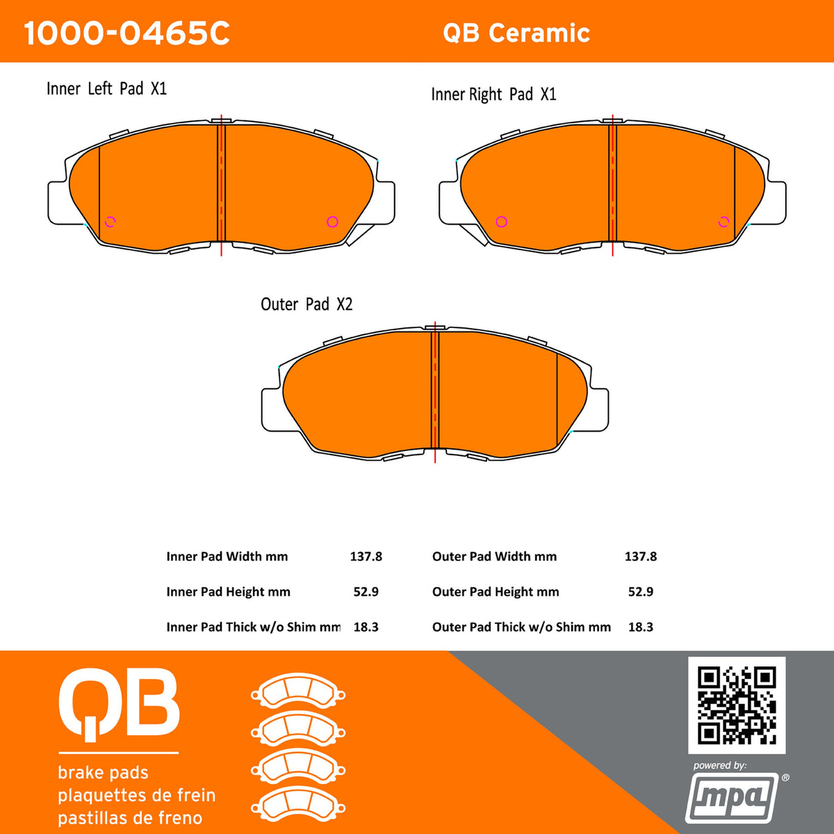 Quality-Built QB Ceramic Brake Pads 1000-0465C