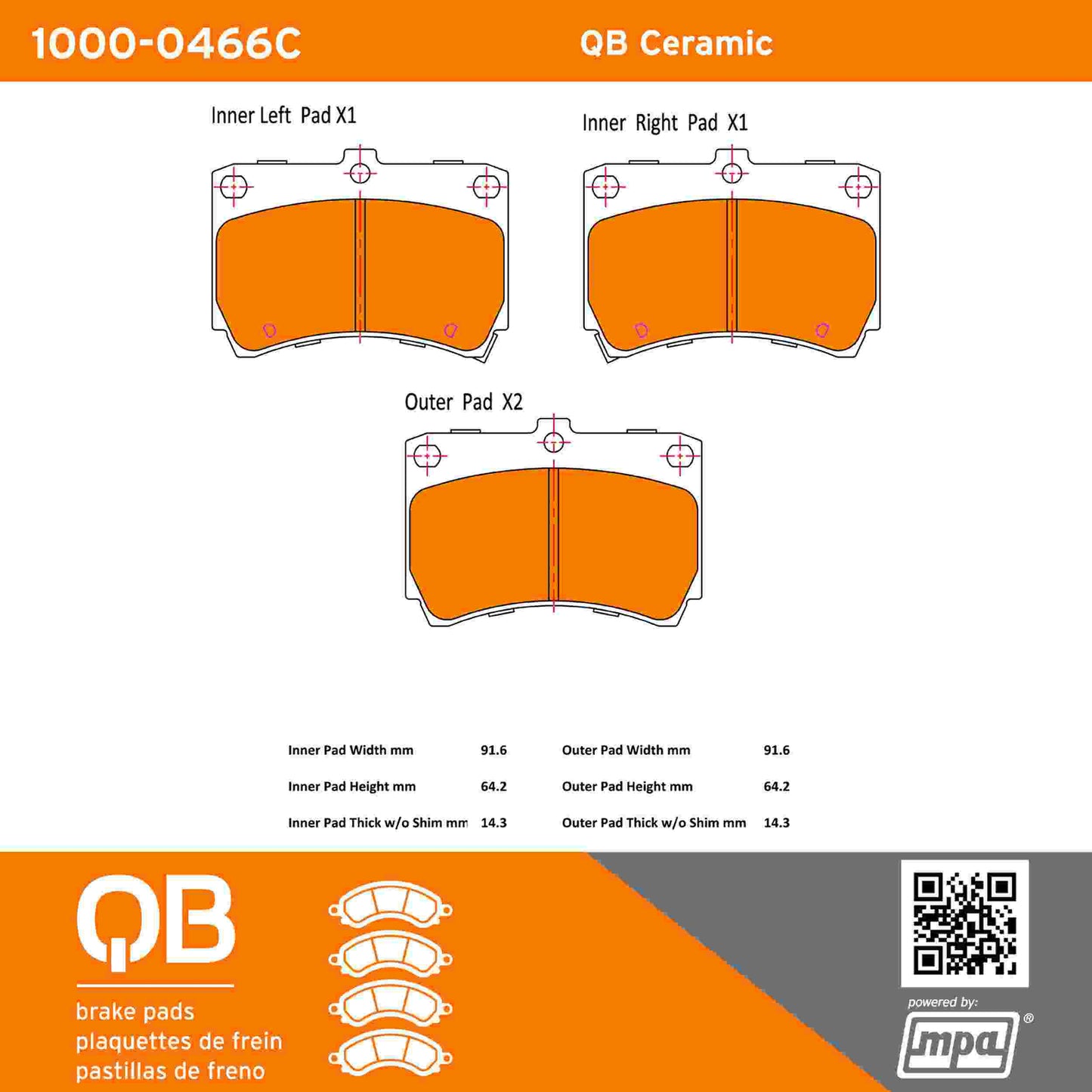 Quality-Built QB Ceramic Brake Pads 1000-0466C
