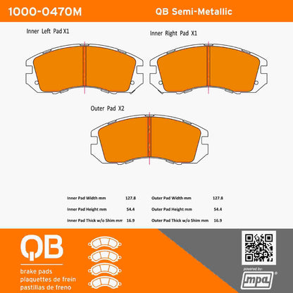Quality-Built QB Semi-Metallic Brake Pads 1000-0470M