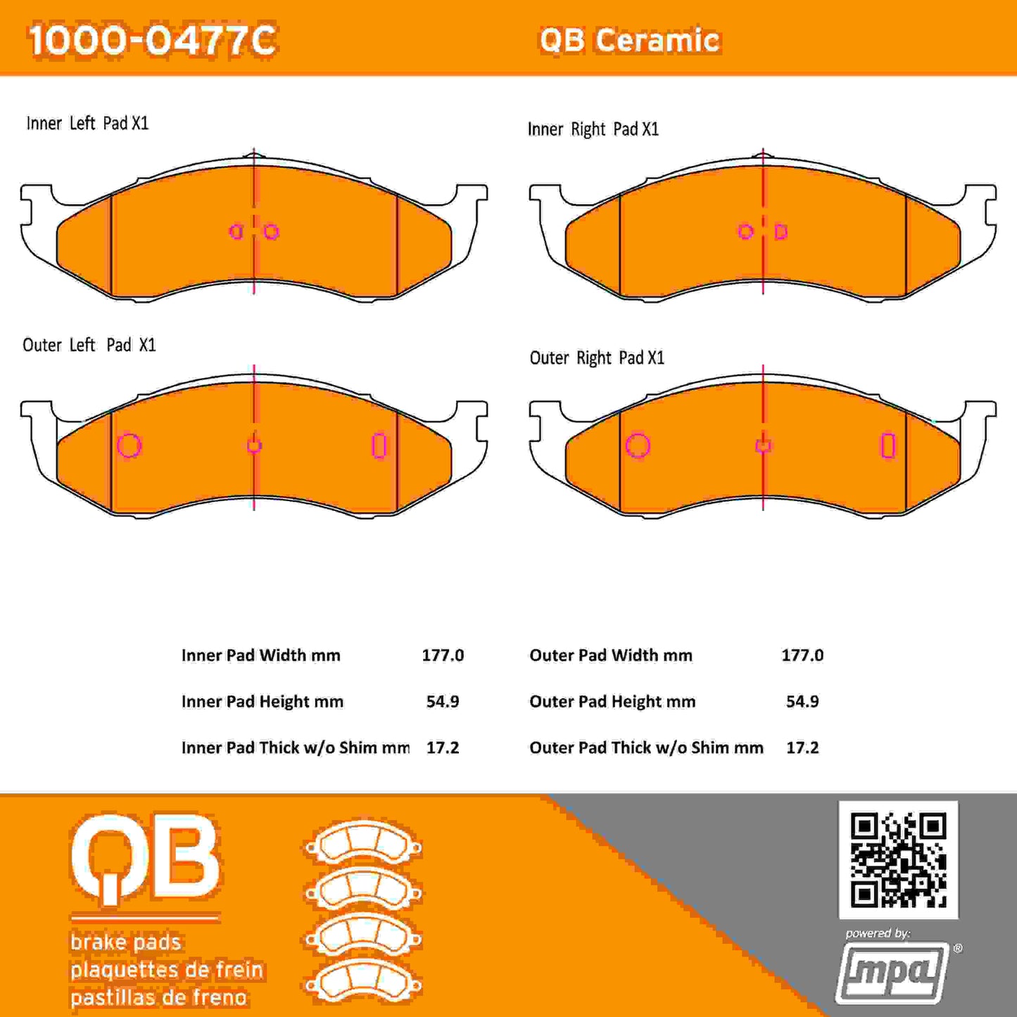 Quality-Built QB Ceramic Brake Pads 1000-0477C