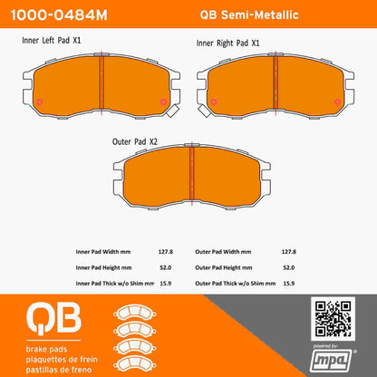 Quality-Built QB Semi-Metallic Brake Pads 1000-0484M