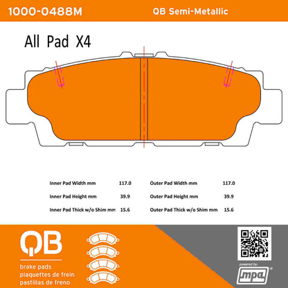 Quality-Built QB Semi-Metallic Brake Pads 1000-0488M