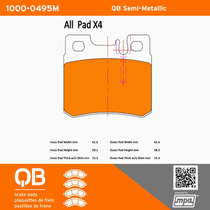 Quality-Built QB Semi-Metallic Brake Pads 1000-0495M