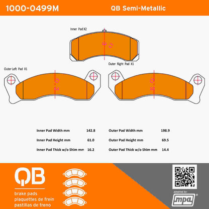 Quality-Built QB Semi-Metallic Brake Pads 1000-0499M