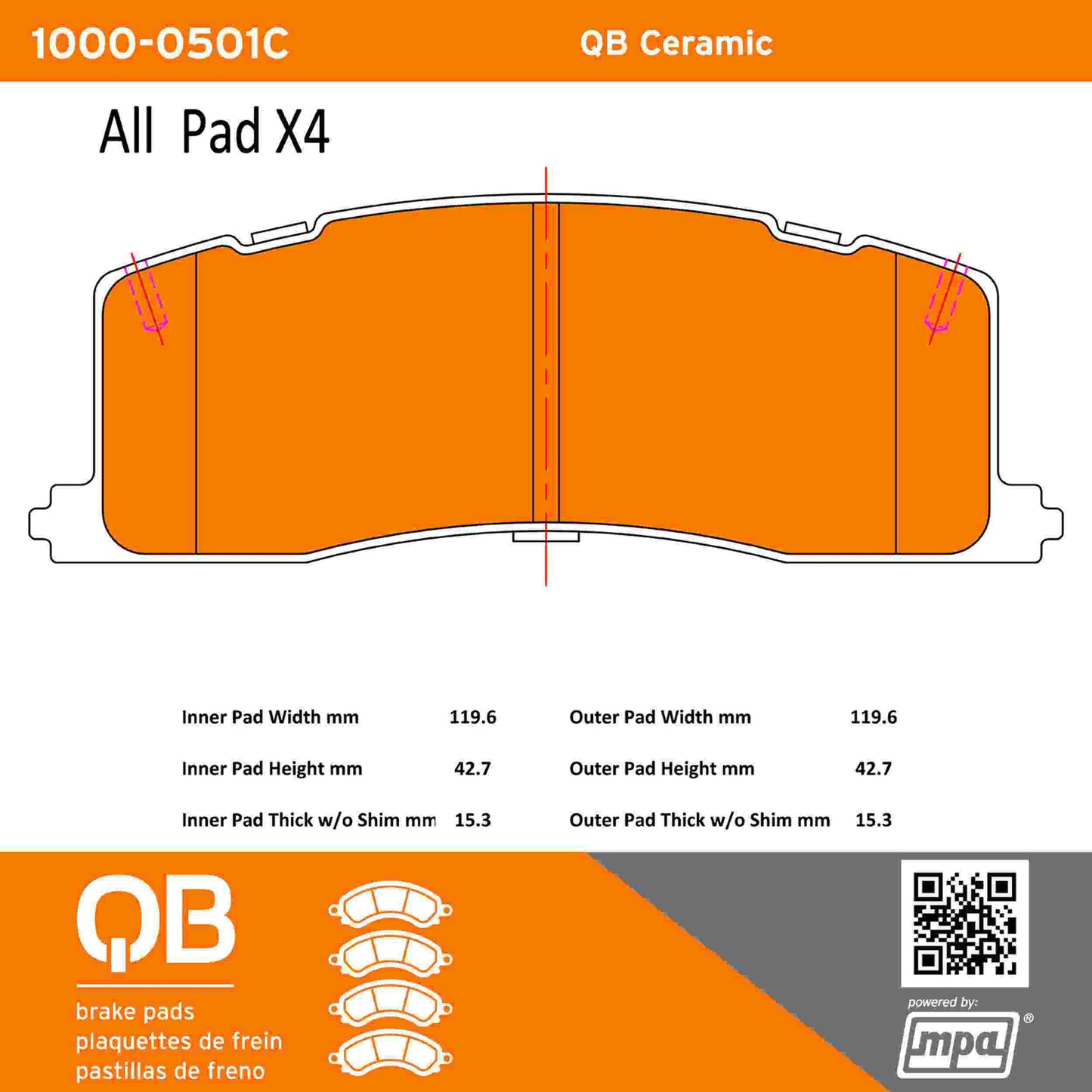 Quality-Built QB Ceramic Brake Pads 1000-0501C