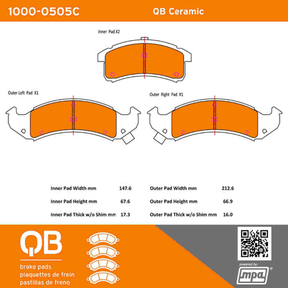 Quality-Built QB Ceramic Brake Pads 1000-0505C