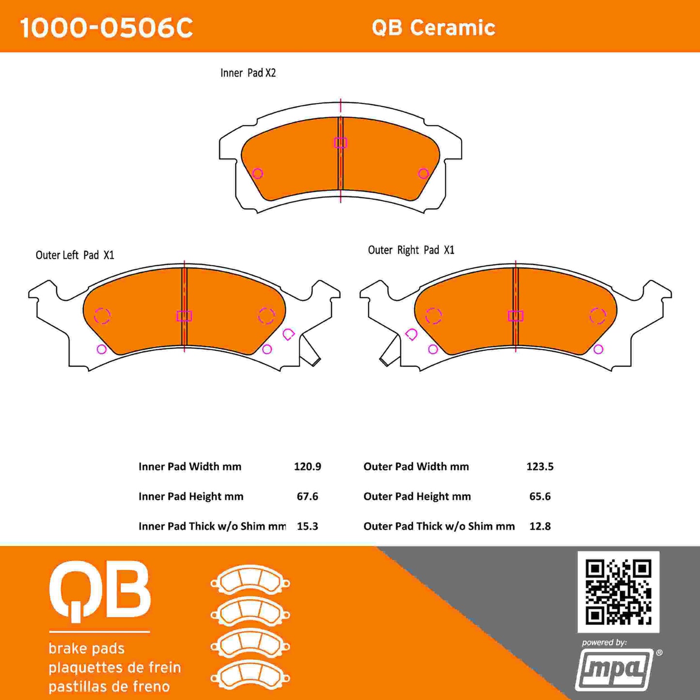 Quality-Built QB Ceramic Brake Pads 1000-0506C